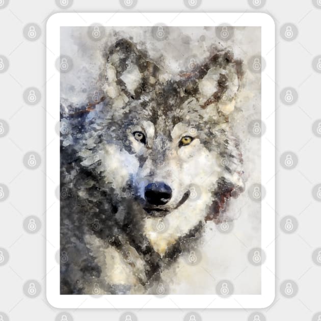 Dramabite Watercolor wolf wolves grey artsy artistic painting wildlife Sticker by dramabite